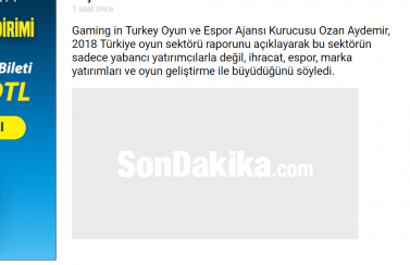 Gaming in Turkey Newsroom Sondakika.com 04.04.2019