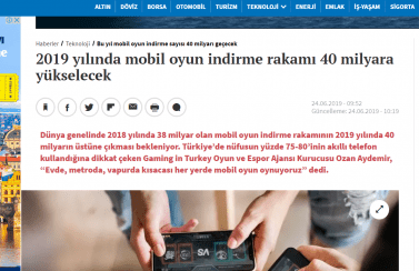 Gaming in Turkey Newsroom Haberturk.com 24.06.2019