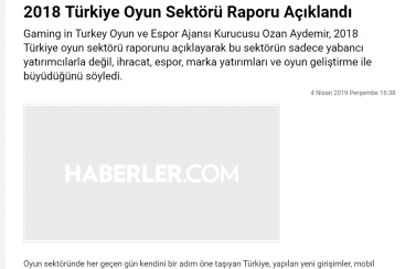 Gaming in Turkey Newsroom Haberler.com 04.04.2019