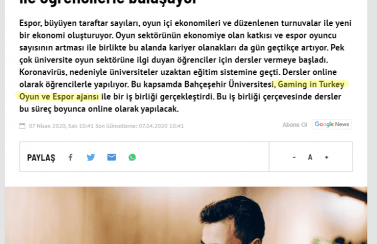 Gaming in Turkey Newsroom Fanatik.com.tr 07.04.2020