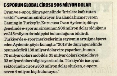 Gaming in Turkey Newsroom Dünya 08.10.2019