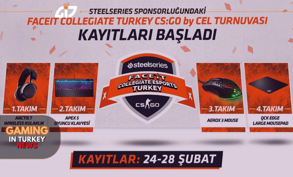 SteelSeries-Sponsored Faceit Collegiate Turkey CS: GO by CEL Tournament Registration Started